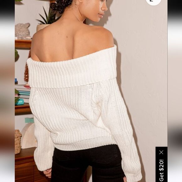 Lulus Carmichael Ivory Off-the-Shoulder Knit Sweater Size Small - Picture 1 of 10